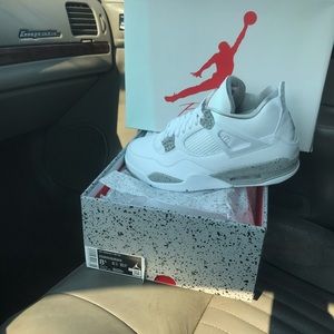 All white & gray Atlantic Jordans